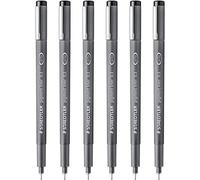 Staedtler 308 03-9 Pigment Liner Fineliner - Bolígrafo de punta de 0,3 mm, tinta negra, paquete de 6