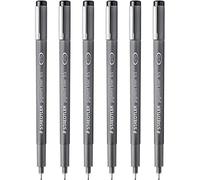 STAEDTLER 308 05-9 Pigment Liner Fineliner - Bolígrafo de punta de 0,5 mm, tinta negra, paquete de 6
