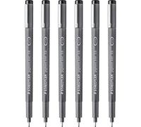 STAEDTLER 308 08-9 Pigment Liner Fineliner - Bolígrafo de punta de 0,8 mm, tinta negra, paquete de 6