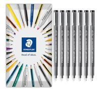 STAEDTLER 308 Pigment Liner Fineliner Pen - Bolígrafo de punta fina, ideal para escribir, dibujar, dibujar técnico, marcar - Tinta negra - En embalaje de regalo sobre (paquete surtido de 7)