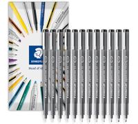 STAEDTLER 308 Pigment Liner Fineliner - Rotulador de punta fina, ideal para escribir, dibujar, dibujar técnico, marcar - Tinta negra - En embalaje de regalo - Tamaños de punta fina a gruesa + cincel