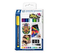 STAEDTLER 317 C10 Lumocolor permanent ART rotulador permanente, todas las superficies, resistente a las manchas y al agua, ancho de trazo 1,00 mm, recargable, 10