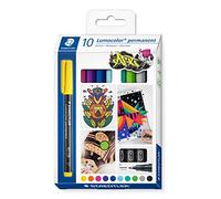 Staedtler Rotulador permanente 318 C10 Lumocolor ART – todas las superficies, 0,6 mm, recargable