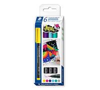STAEDTLER 318 C6 Lumocolor permanent ART rotulador permanente, todas las superficies, resistente a las manchas y al agua, ancho de trazo 0,6 mm, recargable, 6