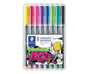 STAEDTLER 318 WP8-1 Lumocolor Permanent Art. Estuche exclusivo box con 8 rotuladores de tinta permanente, colores surtidos