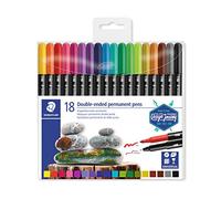 Staedtler Rotuladores permanentes Design Journey 3187 TB18, doble punta, caja con 18 colores