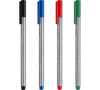 STAEDTLER 334 Triplus Fineliner - Bolígrafos de punta fina, 0,3 mm, negro, azul, rojo y verde, paquete de 4