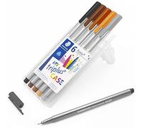 STAEDTLER 334 Triplus Fineliner - Bolígrafos de punta superfina (0,3 mm, 6 unidades), color gris sepia