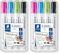 STAEDTLER 351 WP4-1 Lumocolor Whiteboard Marker. Estuche exclusivo box con 4 marcadores para pizarra blanca, colores surtidos (Paquete de 2)