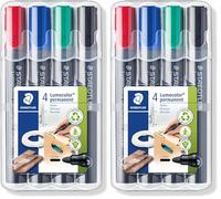 STAEDTLER 352 WP4 - Estuche de 4 marcadores permanentes con punta cónica, Colores surtidos (Paquete de 2)