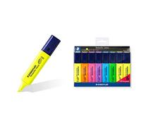 STAEDTLER 364-1. Rotuladores fluorescentes Textsurfer. Estuche con 10 marcadores de color amarillo. & 364 A WP8 ST, Set de 8 Marcadores Fluorescentes, Multicolor
