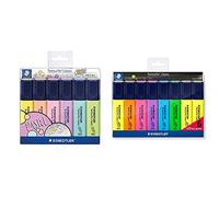 STAEDTLER 364 CWP6. Rotuladores fluorescentes Textsurfer. Estuche con 6 marcadores de color variados + 364 A WP8 ST, Set de 8 Marcadores Fluorescentes, Multicolor