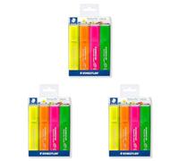 STAEDTLER 364PWP4 - Estuche con 4 Marcadores Fluorescentes, Paquete de 3