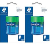 STAEDTLER 511 006 BK - Afilalápices de metal con depósito en blíster (Paquete de 2)
