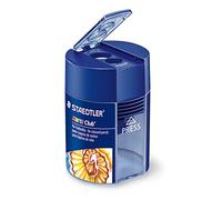 Staedtler 512 002 - Afilalápices doble con depósito transparente de color gris y azul. Caja con 10 unidades.