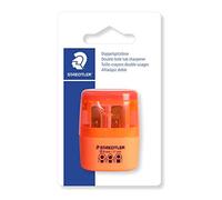 Staedtler 51260F-4BK Afilalápices doble con depósito, color naranja neón. Presentación en blister, rojo