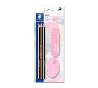 STAEDTLER 61 SBK3 PA Kit de Escritura y Pintura Pastel con Lápices, Goma de Borrar y Afilalápices Doble