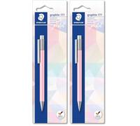 STAEDTLER 777 05BKPAST - Portaminas mecánico con cuerpo engomado y minas de grafito, Multicolor (Paquete de 2)