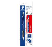 STAEDTLER 7795ABK25D Lápiz Mecánico Grafito y 1 Pieza Caja Fina de Mina (Hb) Sin Cables B, Diámetro de Plomo 0.5 mm, Color del Cañón: Negro, Blister Card