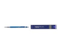 STAEDTLER 780C Mars Técnico - Portaminas Técnico (HB, 2 mm, Punta Metálica), Color Azul/Gris + 200-B - Estuche con 12 minas