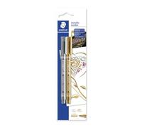 Staedtler Rotuladores metálicos de colores 8323-S BK2 – Blíster 2 unidades (dorado, plateado)
