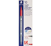 STAEDTLER aquarell Journey 3001-73 - Rotulador de doble fibra (punta fina y punta de pincel flexible, se puede pintar en agua, 10 rotuladores sienna quemados)