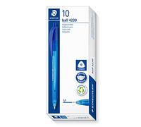 STAEDTLER Bolígrafo retráctil triangular, color de escritura azul, ancho de línea M aproximadamente 1,00 mm, para una escritura relajada, 10 bolígrafos azules en estuche de cartón, 4230 M-3