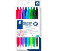Staedtler Bolígrafo retráctil 4230 triangular M aprox. 1 mm, cuerpo en color de la tinta, estuche de 8