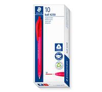 STAEDTLER ball 4230 M Bolígrafos - rojo, pack 10, para escuela | Cuerpo triangular para escritura cómoda, trazo 1,0 mm - ergonómico - Art.-Nr. 4230 M-2