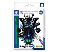 STAEDTLER Bolígrafo triangular Cool & Cute, ancho de línea M aprox. 1,00 mm, para escritura relajada, 10 bolígrafos en colores surtidos en estuche de cartón, 4320 MC10