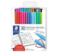 STAEDTLER Bolígrafo Triplus Broadliner, barril triangular, línea de 0.8 mm, colores surtidos, paquete de 30