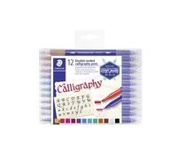 Staedtler Bolígrafo de caligrafía 3005 TB12 – doble punta, colores surtidos, 12 unidades