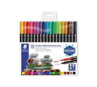 STAEDTLER Design Journey 3187 TB18, Rotuladores Permanentes de Doble Punta, Caja con 18 Marcadores de Colores Variados