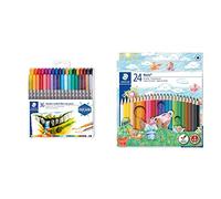 STAEDTLER Design Journey 3200 TB36, Rotuladores para lettering de doble punta, Caja con 36 marcadores de variados + Noris Club - Pack de 24 lápices de, Multicolor