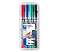 Staedtler Duo, Paquete de 4 Rotuladores Permanentes de Trazo Medio (1.5 mm), Col