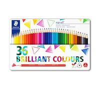 STAEDTLER ergosoft 157 Lápices de colores - 36 colores, estuche metal | Mina blanda, agarre triangular ergonómico antideslizante - madera FSC - Art.-Nr. 157 M36