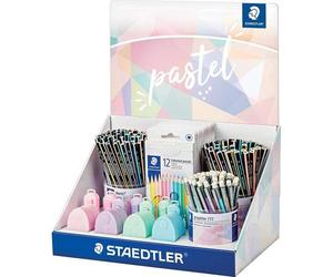 Staedtler expositor con 182 piezas surtidas - modelos lapices noris 118, lapices noris 119, portaminas graphite 777, estuches 146 c, gomas 525 ps1, afilalapices 512 ps2