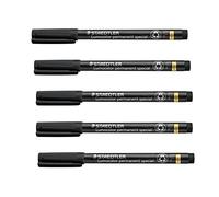 STAEDTLER foil pen Lumocolor special F-tip, 5 rotuladores permanentes resistentes al agua en color negro, ancho de trazo aprox. 0,6 mm