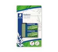 Staedtler Goma de borrar de hasta un 56% natural y renovable, sin ftalatos ni látex, tamaño 43 x 19 x 13 mm, 2 gomas de borrar verde oliva en blíster, 526 83BK2