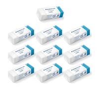 STAEDTLER goma de borrar rasoplast combi sin ftalato ni látex, 10 gomas en blanco-azul
