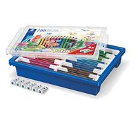 STAEDTLER Lápices de colores Noris Colour, mayor resistencia a la rotura, forma triangular, superficie suave ergonómica, material WOPEX, juego de 288 lápices en 12 colores y 6 sacapuntas, juego de