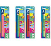 STAEDTLER Lápices triangulares gruesos Noris Jumbo Happy en rayas coloridas, alta resistencia a la rotura, dureza 2B, 2 lápices en tarjeta de cartón, 119 BK2 HA (Paquete de 2)