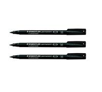 STAEDTLER - Lote de 3 rotuladores permanentes "Lumocolor 317M", punta 1 mm, color negro