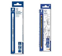 Staedtler Lumocolor 108-0. Lápices de madera de color blanco. Caja con 12 unidades. + Noris Lapiceros, Material Escolar, Pack de 12, Gris