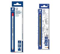 STAEDTLER lumocolor 108-2. Lápices de madera de color rojo. Caja con 12 unidades. + Noris Lapiceros, Material Escolar, Pack de 12, Gris