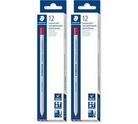 STAEDTLER Lumocolor 108-2. Lápices de madera de color rojo. Caja con 12 unidades. (Paquete de 2)