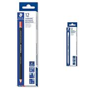 STAEDTLER Lumocolor 108 20-2. Caja de 12 lápices permanentes en seco de color rojo. & Lumocolor 108-0. Lápices de madera de color blanco. Caja con 12 unidades.
