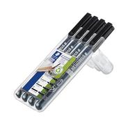Staedtler Rotuladores Lumocolor 31-9WP4GS - Permanentes negro, estuche 4 unidades
