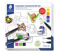 STAEDTLER Lumocolor 31 SET2 - Juego de pegatinas para manualidades, color brillante, resistente al agua y a las manchas en casi todas las superficies, juego de 7 rotuladores permanentes Lumocolor y