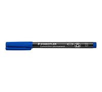 Staedtler Lumocolor 314-3. Rotulador de tinta permanente de color azul y punta biselada. Caja con 10 unidades.